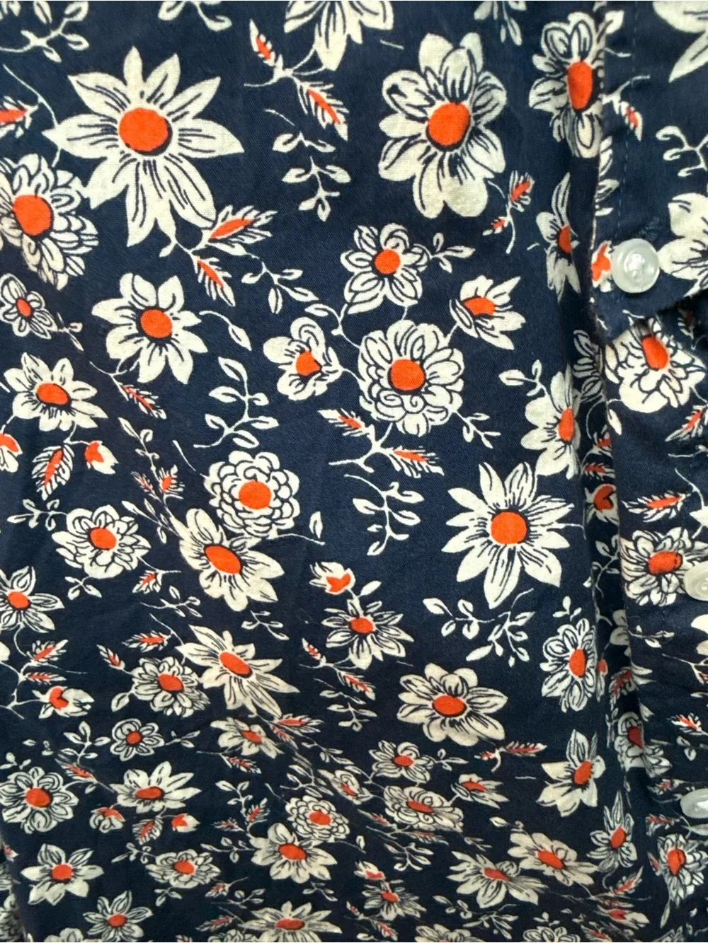 J. Crew Navy Short-Sleeve Floral Button-Down Shirt